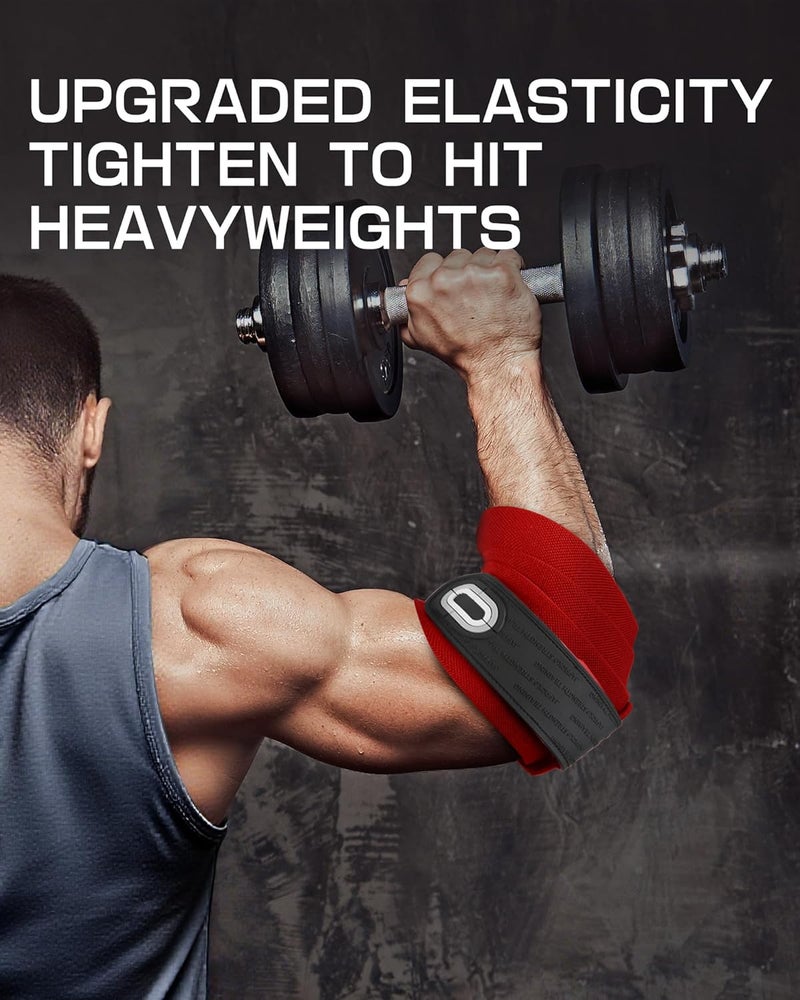 Jaffick Elbow Wraps for Weightlifting (1 Pair) - Double-Layer Reinforced 40'' Elastic Elbow Brace Compression Strap & Gym Joint Support Brace - for Bench Press, Powerlifting, and Pressing - Image 4